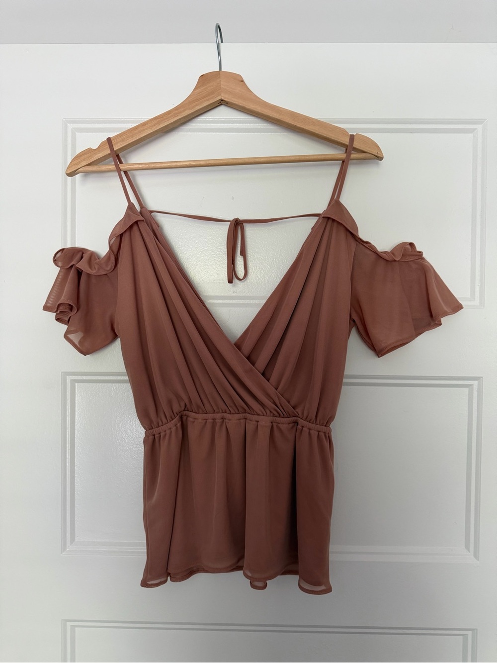 Express Mauve Cold-Shoulder Surplice Camisole